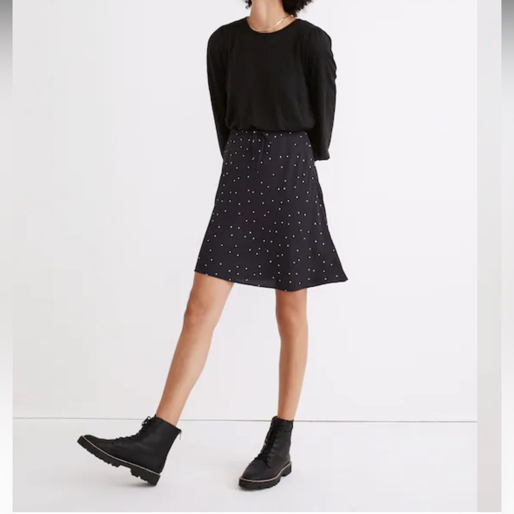 NWT Madewell Drawstring Mini Slip Skirt in Night Stars Size 0